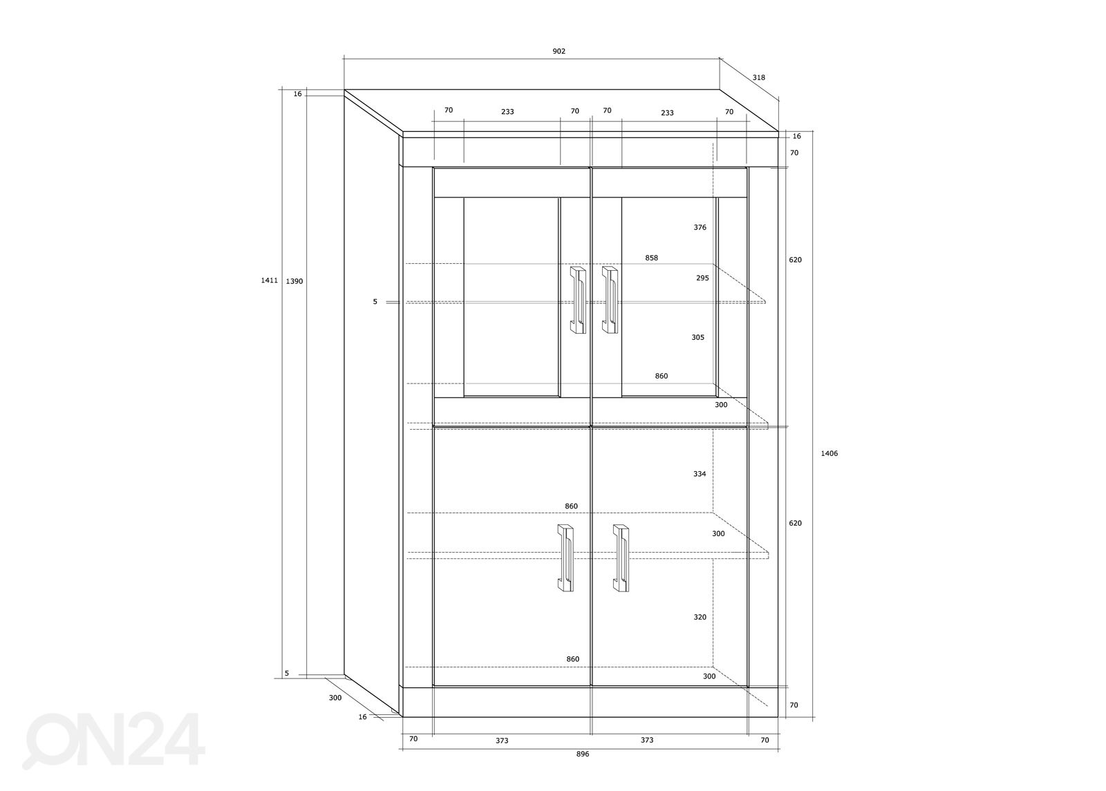 Vitriinikaappi Skibbereen 90 cm kuvasuurennos mitat