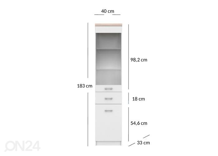 Vitriinikaappi Top mix 40 cm kuvasuurennos mitat