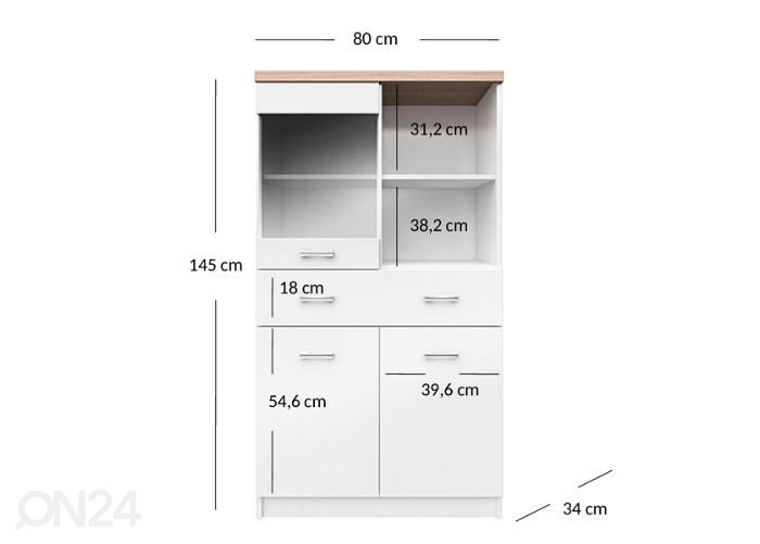 Vitriinikaappi Top mix 80 cm kuvasuurennos mitat