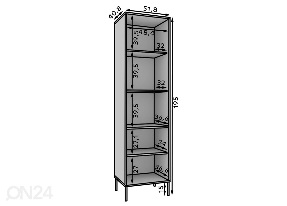 Vitriinikaappi Torun 51,8 cm kuvasuurennos mitat