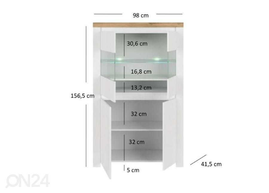 Vitriinikaappi Vigo 98 cm kuvasuurennos mitat