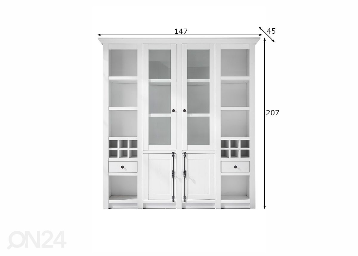 Vitriinikaappi Westerland 194 cm kuvasuurennos mitat