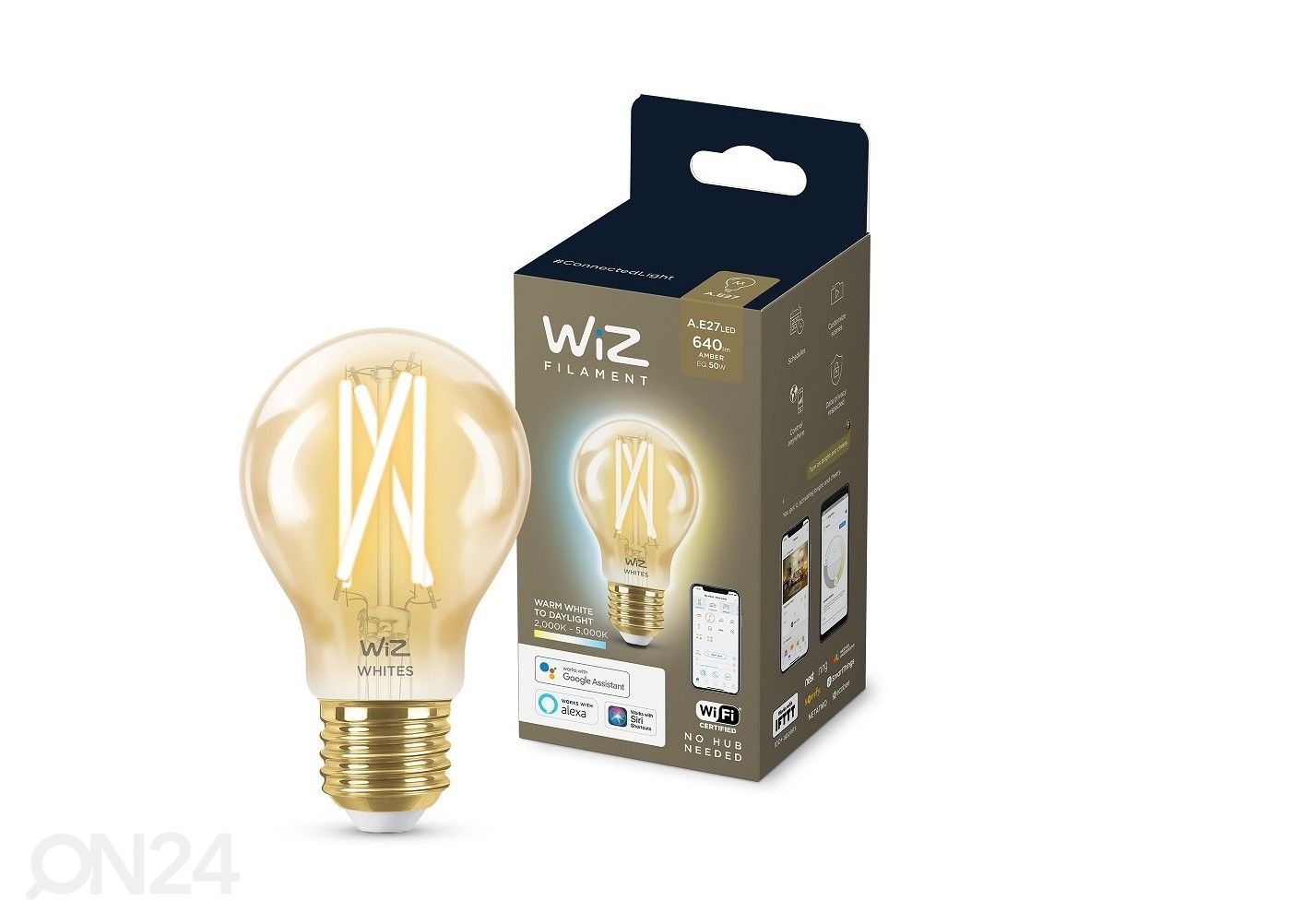 Wiz Wi-Fi filament sähkölamppu kullanvärinen 50 W A60 E27 2000-5000K kuvasuurennos