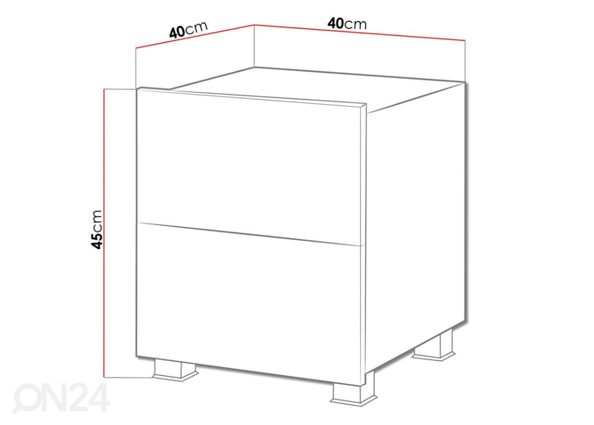 Yöpöytä 40 cm kuvasuurennos mitat