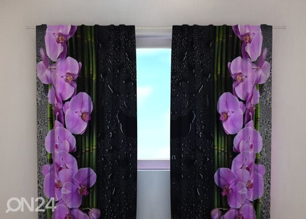 Pimennysverhot Orchids on black 240x220 cm