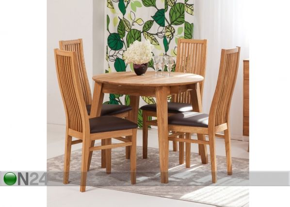 Tammi jatkettava ruokapöytä Basel 90-130x90 cm + 4 tuolia Sandra