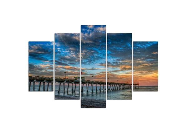 5-osainen sisustustaulu Sunset on the Pier 100x70 cm