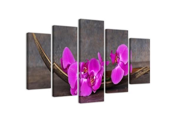 5-osainen sisustustaulu Violet Orchids 100x70 cm