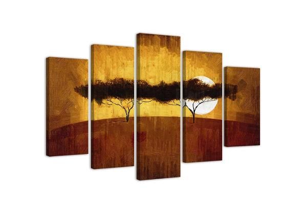 5-osainen taulu African trees 150x100 cm