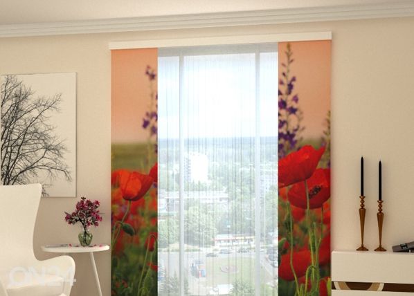 Läpinäkyvä paneeliverho Wonderful Poppies 80x240 cmm