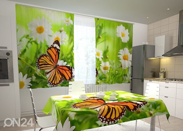 Läpinäkyvä verho BUTTERFLY AND CAMOMILES 200x120 cm