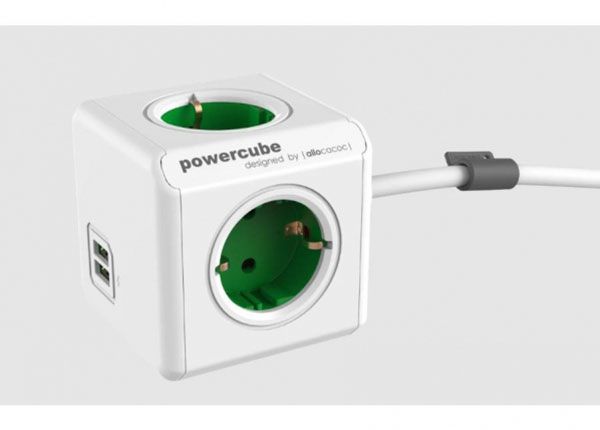 Allocacoc jatkojohto PowerCube 1,5m USB, Green