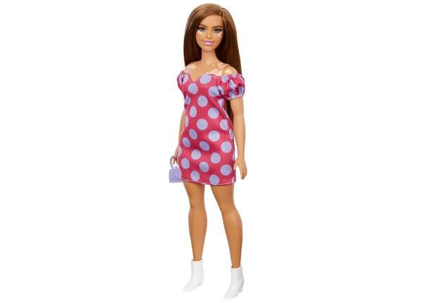 Barbie Fashionista nukke pallokuvio mekolla