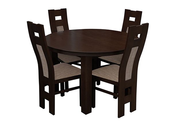 Jatkettava ruokapöytä 100x100-140 cm + 4 tuolia