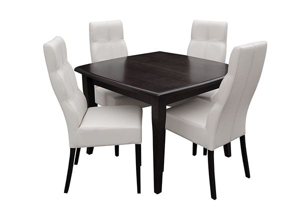Jatkettava ruokapöytä 100x100-250 cm + 4 tuolia