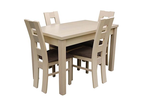 Jatkettava ruokapöytä 70x120-160 cm + 4 tuolia