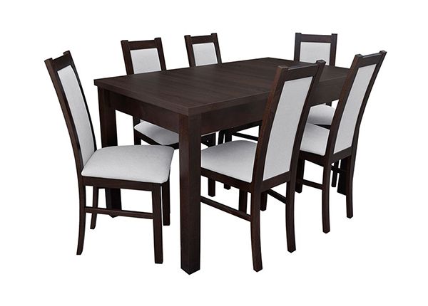 Jatkettava ruokapöytä 80x140-195 cm + 6 tuolia