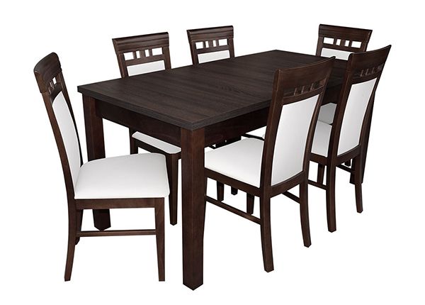 Jatkettava ruokapöytä 80x160-200 cm + 6 tuolia