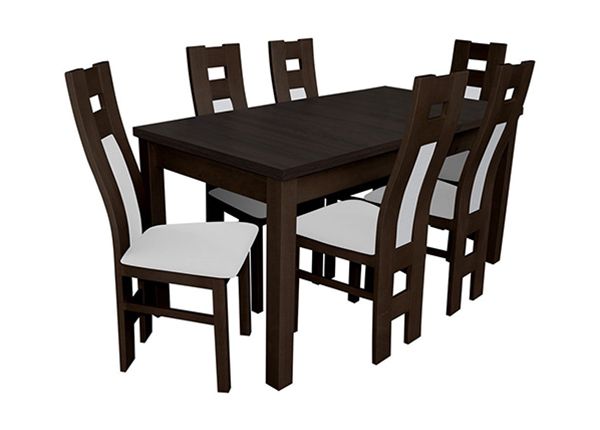 Jatkettava ruokapöytä 80x160-200 cm + 6 tuolia