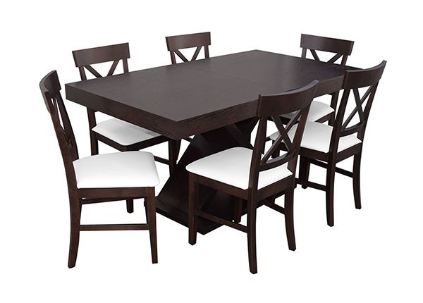 Jatkettava ruokapöytä 90x160-210 cm + 6 tuolia