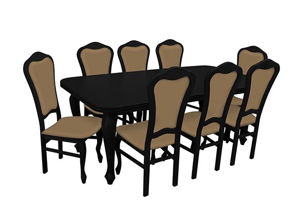 Jatkettava ruokapöytä 90x160-210 cm + 8 tuolia