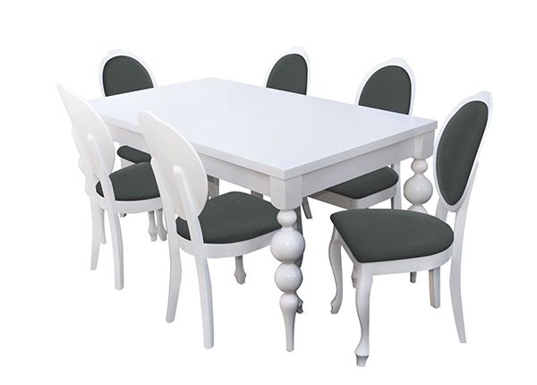 Jatkettava ruokapöytä 90x160-215 cm + 6 tuolia