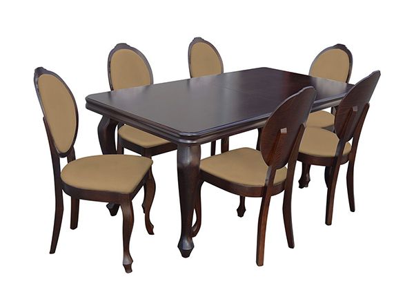 Jatkettava ruokapöytä 90x170-250 cm + 6 tuolia