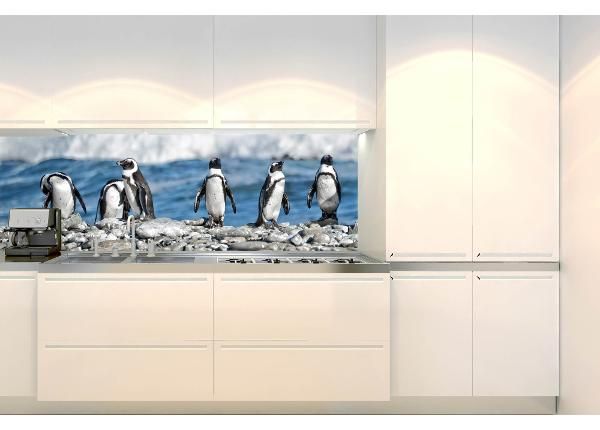 Keittiön välitilan tapetti Row of penguins