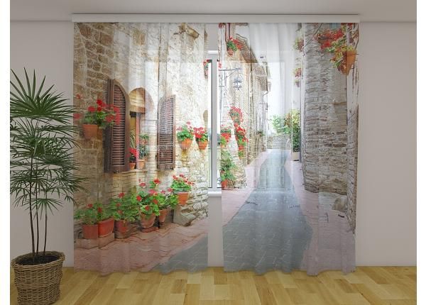 Läpinäkyvä kuvaverho Italian Alley with Flowers 2 240x220 cm