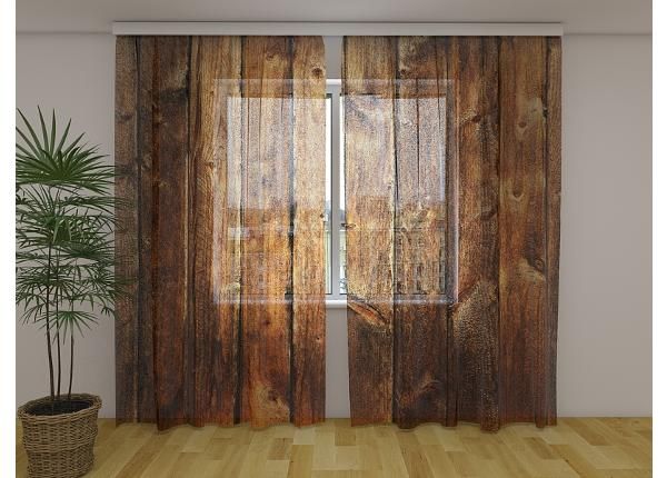 Läpinäkyvä kuvaverho Old Wooden Planks 240x220 cm