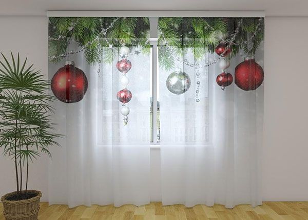 Läpinäkyvä verho Christmas Decorations 240x220 cm