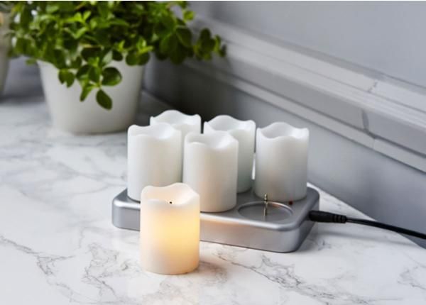 LED kynttilät Chargeme 6 kpl, valkoinen