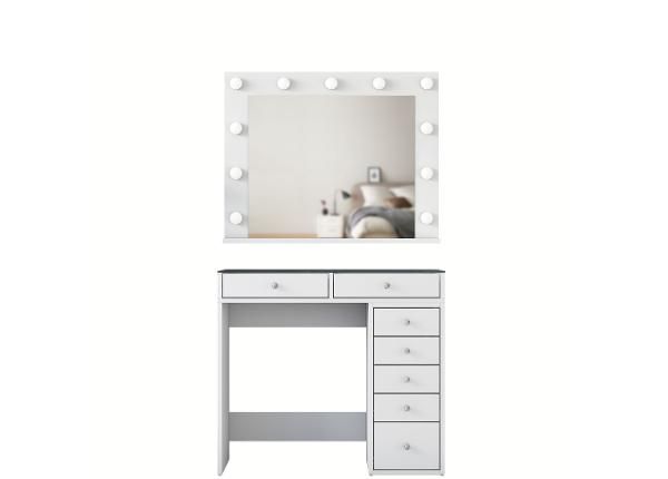 Meikkipöytä peilillä ja LED-valaistuksella
