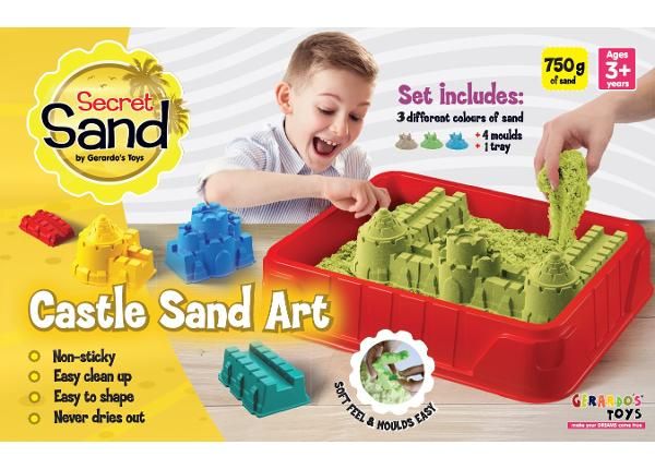 Muovailuhiekka Castle setti alustalla 5 osaa Gerardo's Toys Secret Sand 750 g