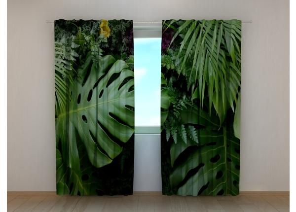 Pimennysverhot painokuvalla Green Tropical Leaves 240x220 cm