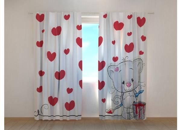 Pimentävä kuvaverho Kitten and Hearts 240x220cm