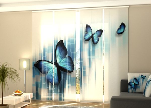 Pimentävä paneeliverho Blue butterflies 240x240 cm40 cm
