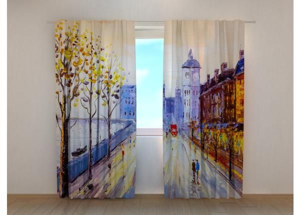 Puolipimentävä kuvaverho Oil Painting View of London 240x220 cm