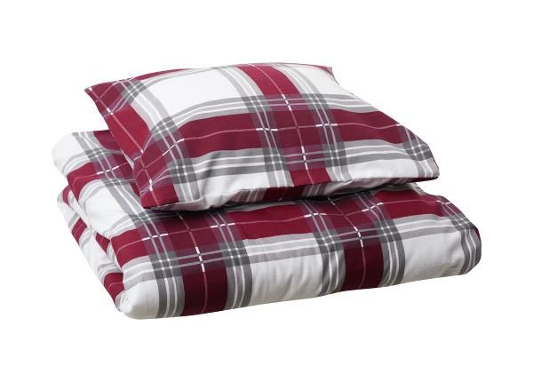 Pussilakanasetti Grey-Red 100247-T09, pussilakana 150x210 cm + tyynyliina 50x60 cm