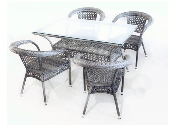 Puutarhapöytä 130x80 cm + 4 tuolia Anguilla
