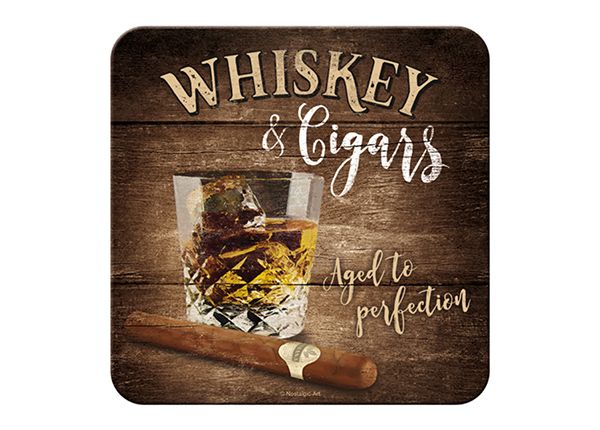 Retro lasinalusta Whiskey & Cigars 4 kpl