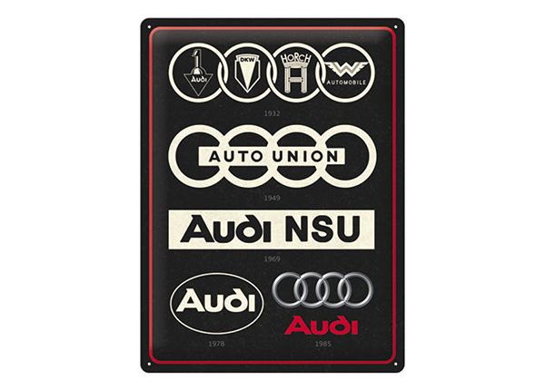 Retro metallitaulu Audi - Logo Evolution 30x40 cm