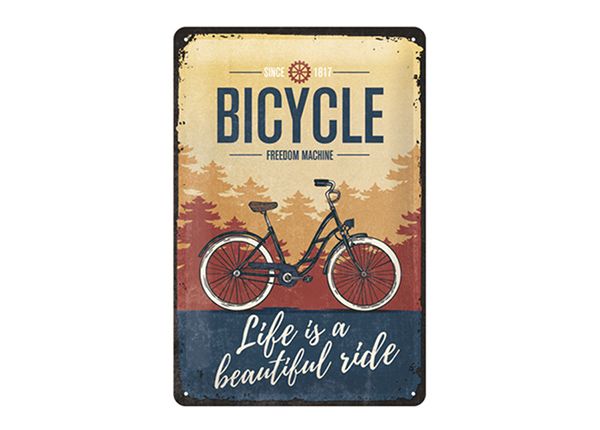 Retro metallitaulu Bicycle Life is a beautiful ride 20x30 cm