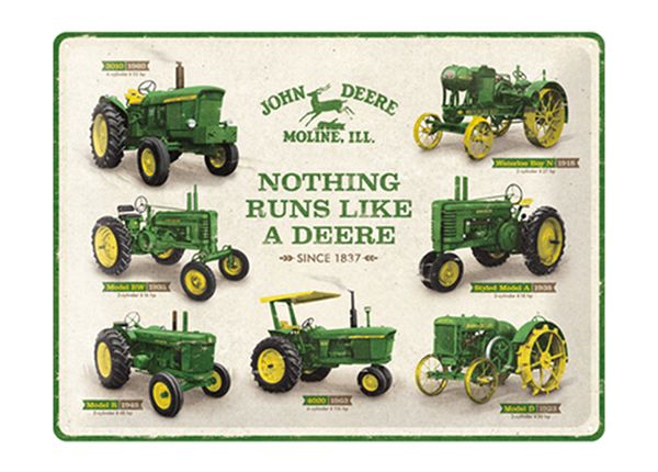 Retro metallitaulu John Deere - Nothing runs like a deere 30x40 cm