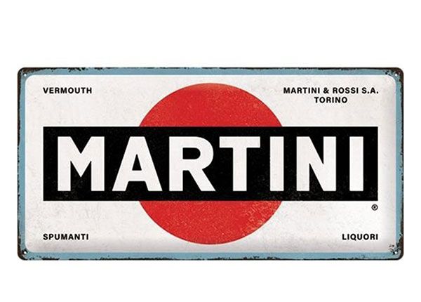 Retro metallitaulu Martini - Logo White 25x50 cm
