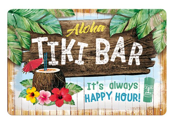 Retro metallitaulu Tiki Bar 20x30 cm