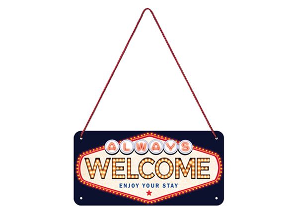 Retro metallitaulu Welcome 10x20 cm