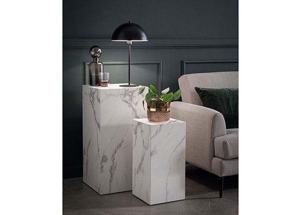 Sarjapöytä Callum, 2 kpl, valkoinen marmori