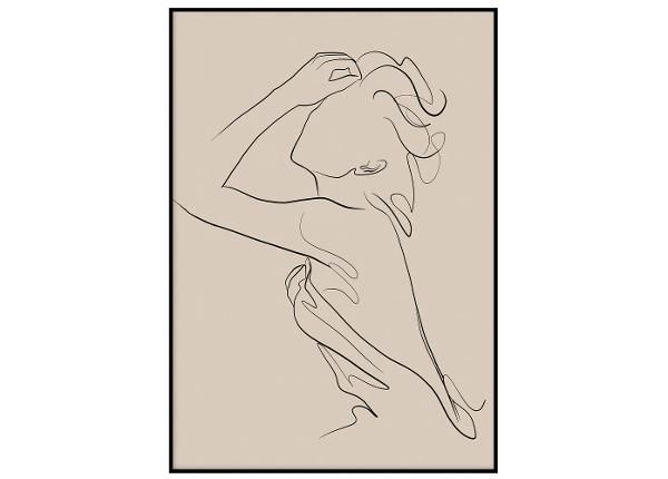 Seinäjuliste Beige line art nainen II