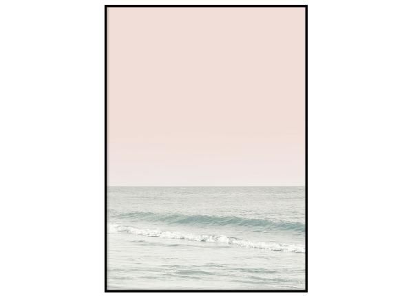 Seinäjuliste Meri vaaleanpunaisessa auringonlaskussa